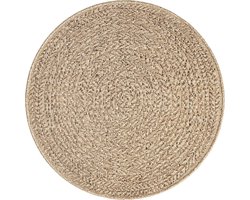 the carpet Kansas – Weerbestendig Indoor & Outdoor Vloerkleed met Cirkelpatroon – Naturel – Rond 80 cm