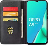 Smartphonica Oppo A9 2020 kunstleren hoesje met magnetische sluiting en pashouders book case - zwart / Kunstleer / Book Case geschikt voor OPPO A9 (2020)