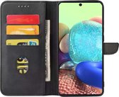 Smartphonica Samsung Galaxy A71 5G kunstleren hoesje met lipje en pashouders – Zwart / Kunstleer / Book Case geschikt voor Samsung Galaxy A71 5G