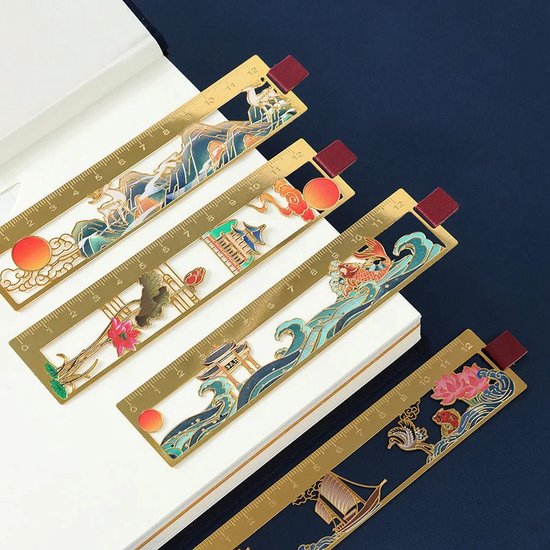 Magnetische lederen bladwijzer met penlus, retro stijl eerste letter