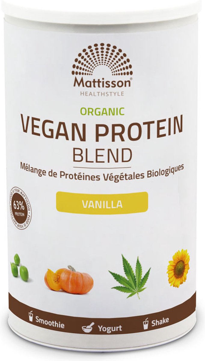 Goedkoopste Mattisson - Biologische Vegan Proteïne Blend 63 - Eiwitpoeder - Vanille - 400 Gram