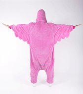 KIMU Onesie Flamingo Pak - Maat 140-146 - Flamingopak Kostuum Roze Vogel - Vogelpak Kinderen Jumpsuit Pyjama Zacht Huispak Meisje Jongen Festival