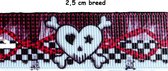 Lint grosgrain - 25 mm breed - 5 m lang - Hartjes - Paars - Polyester lint - Halloween - Skull - Doodshoofd - Halloween versiering
