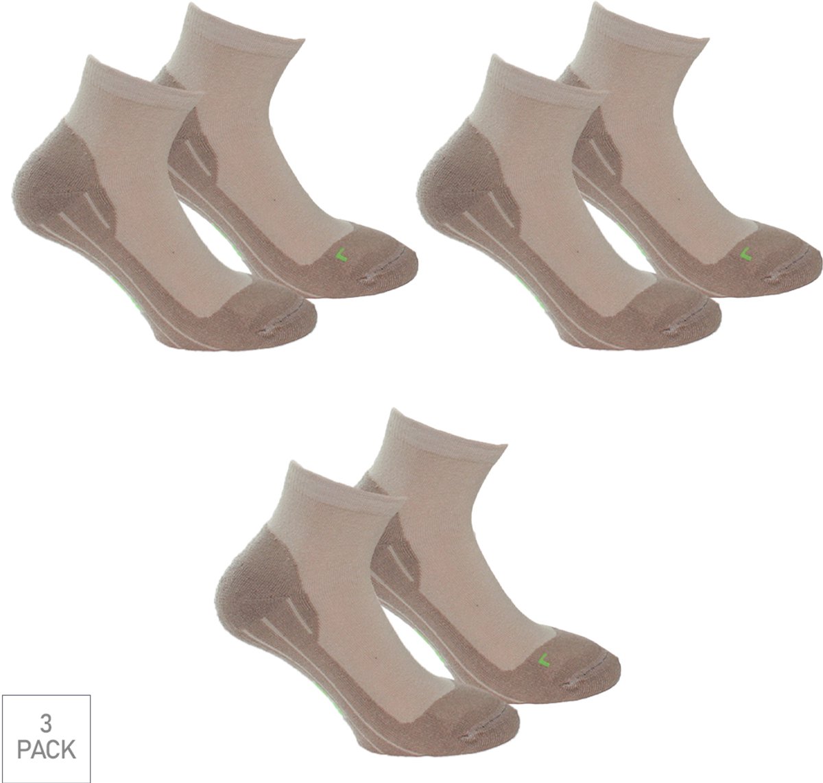 Boru Bamboo - 3-Pack - Quarter Wandelsokken XP - Bamboe - Hypoallergeen - Heren / Dames - beige - 39-42 - 2343
