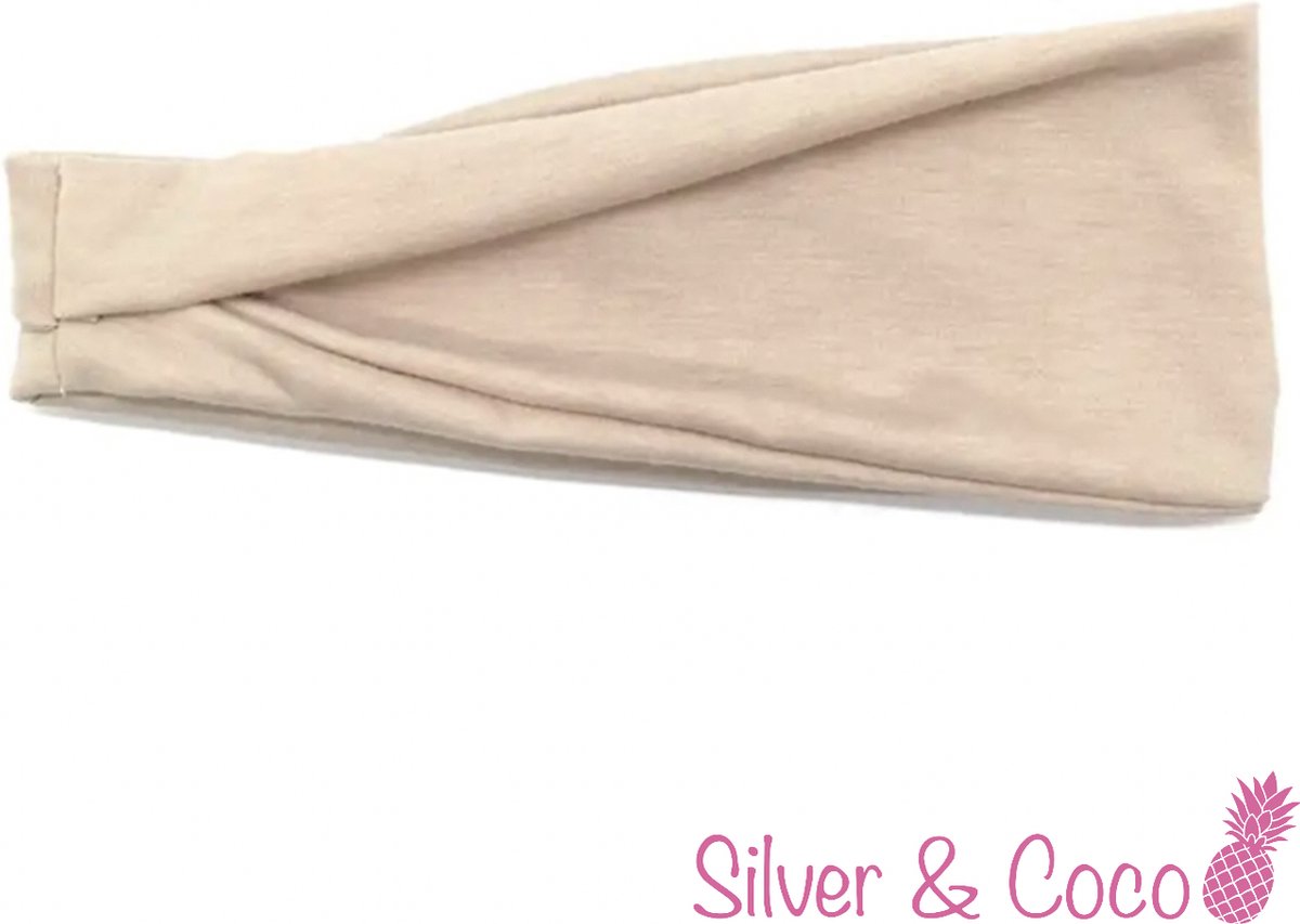 SilverAndCoco - Brede Haarband Festival Dikke Normale Stoffen Hoofdband Hardlopen / Sport Yoga Boho Diadeem Dames / Elastische Witte Haarbanden Breed - Gebroken Wit