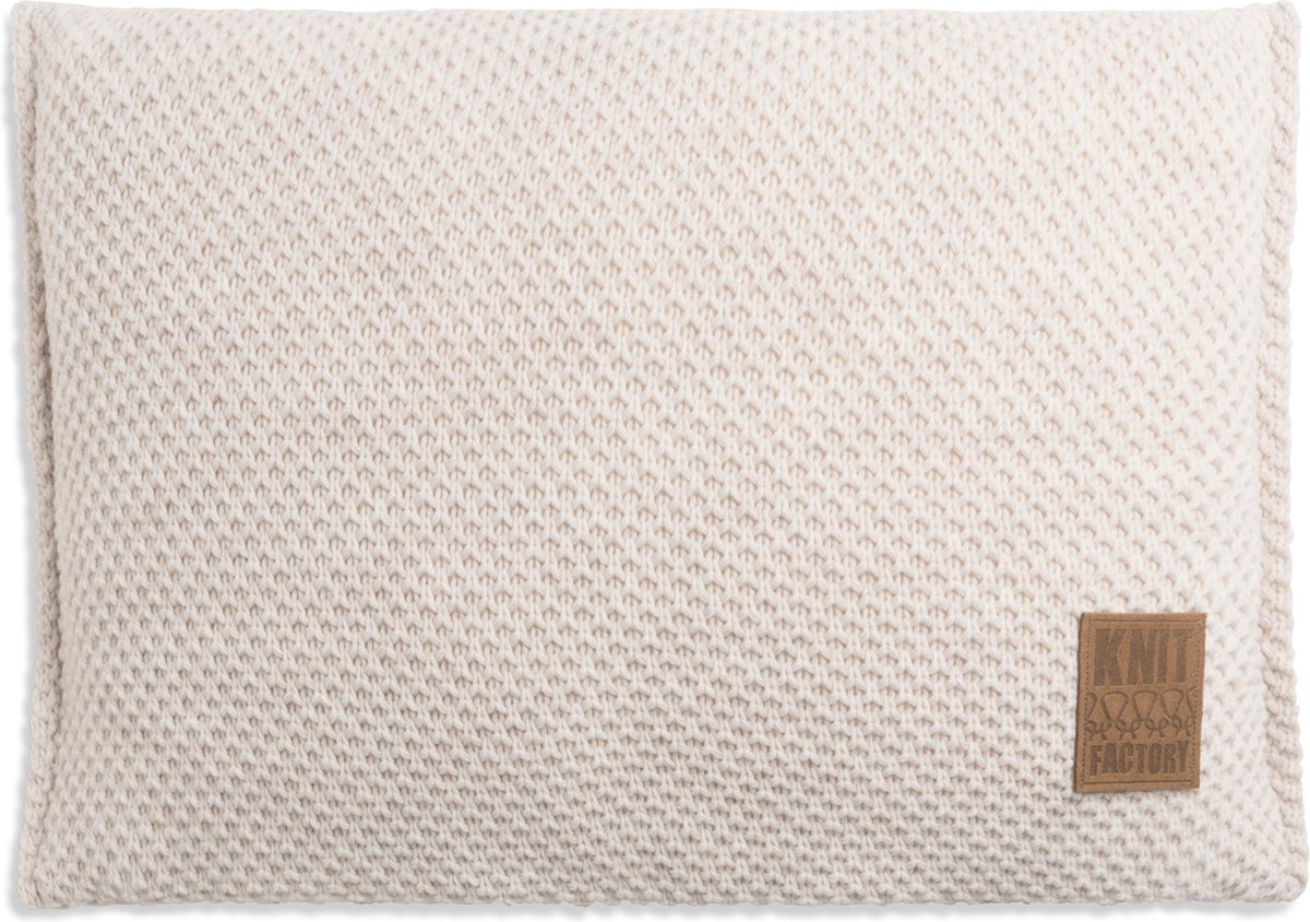 Knit Factory Lynn Sierkussen - Rechthoekig kussen - Kussen woonkamer - Bank kussen - Decoratie kussen - Beige - 60x40 cm - Kussenhoes inclusief kussenvulling