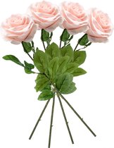 6x Perzik roze rozen Marleen kunstbloemen 63 cm - Woondecoratie/accessoires - Kunstbloemen - Nepbloemen - Kunsttakken - Roos/rozen