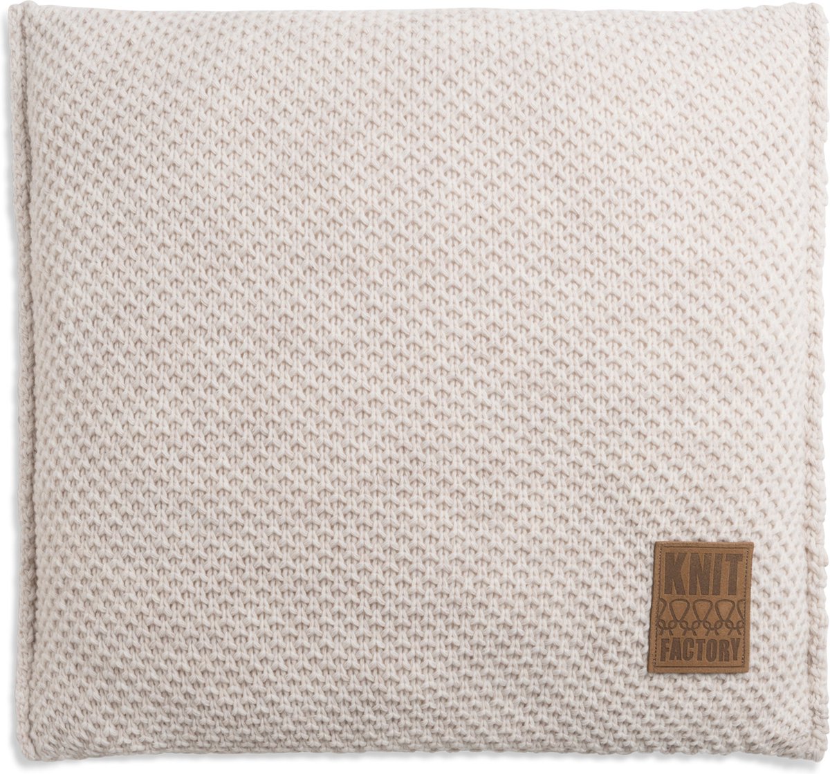 Knit Factory Lynn Sierkussen - Vierkant kussen - Kussen woonkamer - Bank kussen - Decoratie kussen - Beige - 50x50 cm - Kussenhoes inclusief kussenvulling