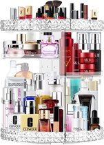 Make-up organizer, 360° draaibare kaptafel, cosmetische organizer, parfumopslag, huidverzorging, schoonheidsorganizer, make-up cosmetische boxaccessoires voor dressoir, slaapkamer, badkamer, transparant