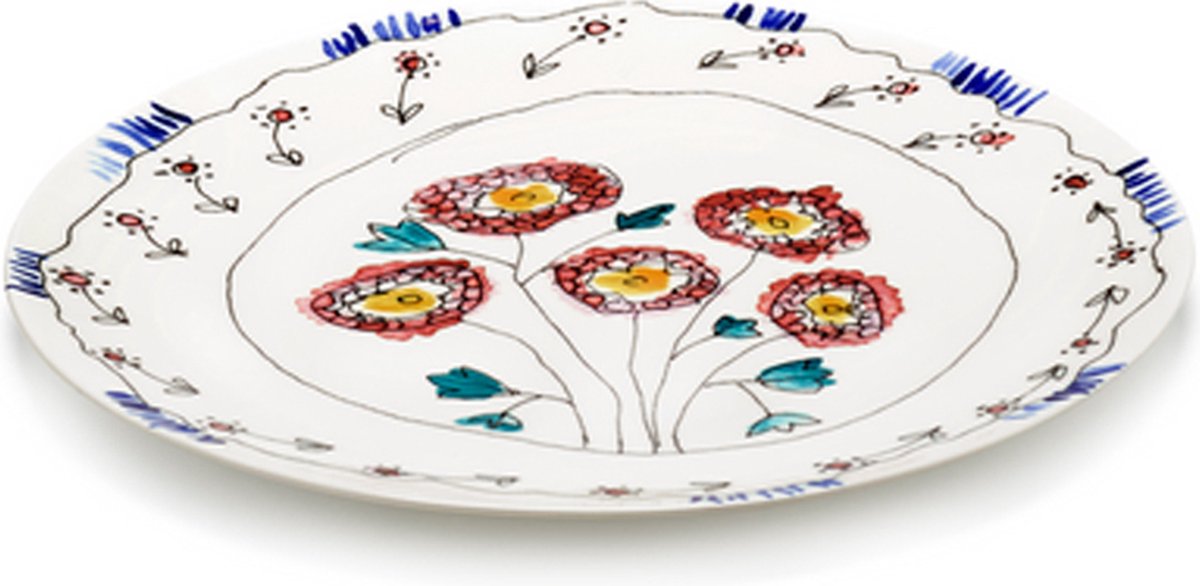 MARNI Midnightflowers - Serveerschaal plat L Anemone milk 35 cm