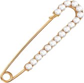 Fako Bijoux® - Epingle décorative / Epingle à foulard - Mini Bande de Perles - 76mm - Doré