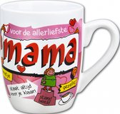Moederdag - Mok - Drop -Voor de allerliefste mama - Cartoon - In cadeauverpakking met gekleurd krullint