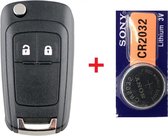 Autosleutel 2 knoppen klapsleutel HU100 + batterij CR2032 geschikt voor Opel sleutel / Astra / Corsa / Zafira / Insignia / Adam / Cascada