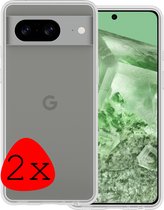 Hoes Geschikt voor Google Pixel 8 Hoesje Siliconen Back Cover Case - Hoesje Geschikt voor Google Pixel 8 Hoes Cover Hoesje - Transparant - 2 Stuks