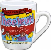 Mok - Toffeemix - Voor een echte Theeleut - Cartoon - In cadeauverpakking met gekleurd lint