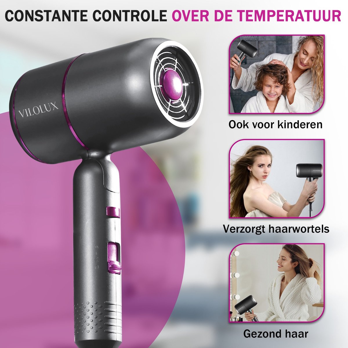 Vilolux - Föhn Met Diffuser - Ionische Haardroger - afbeelding 2