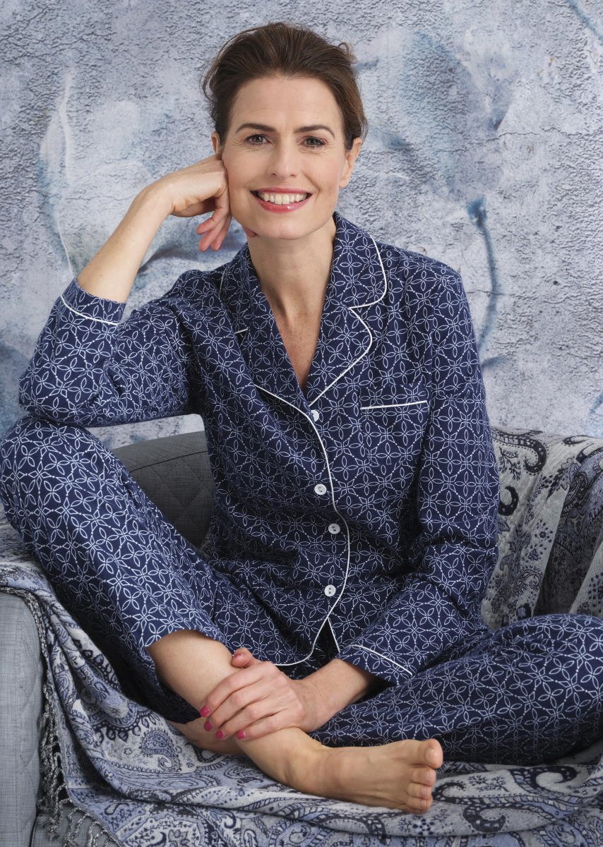 Pastunette Dames Pyjama set Kim - Blauw - Flanel - Katoen