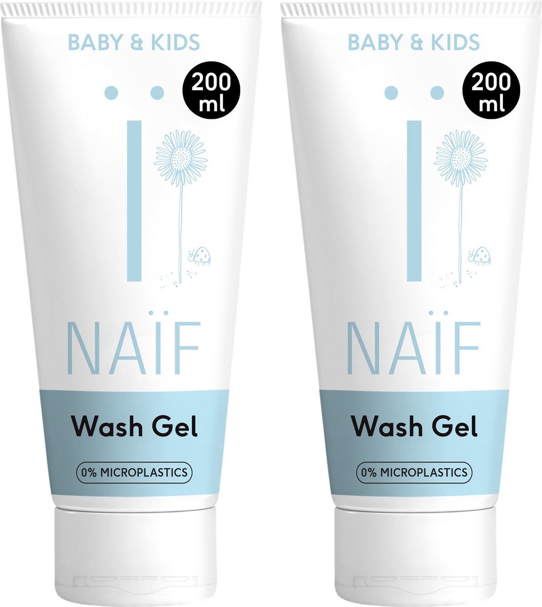 Goedkoopste Naïf - Reinigende Wasgel Voordeelset - Baby's & Kinderen - met Natuurlijke Ingrediënten - 2x200ml