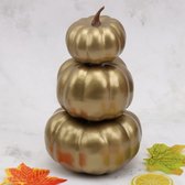 Kunstmatige gouden pompoenen, Halloween-decoratie, gestapelde pompoenen, voor in de herfst, centerpiece geschikt voor bruiloft, feest en Thanksgiving, decoratief - Goud
