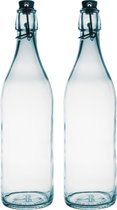 Bouteille/bouteille de conservation Bormioli Rocco - 4x - transparent - verre - 1 litre - Bouteilles d'eau/ Carafes