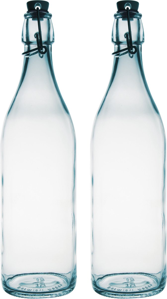 Bormioli Rocco beugelfles weckfles 4x transparant glas 1 liter Waterflessen Karaffen