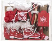 Glorex Hobby kersthangers winter thema - 10x st - rood - hout - kerstornamenten