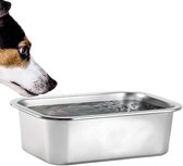 Roestvrijstalen hondenbakken voor grote honden, hondenwaterbak en hondenvoerbakken met grote capaciteit, universele voerbak voor binnen en buiten (32 x 22 x 7 cm)