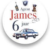 Traktatie Stickers Met Naam en Leeftijd - Politie - Gepersonaliseerd - Sluitstickers - Kinderfeest Traktatie - Uitdelen - Uitdeeltraktatie - Wensetiket - Rond - 40mm - Glossy sticker