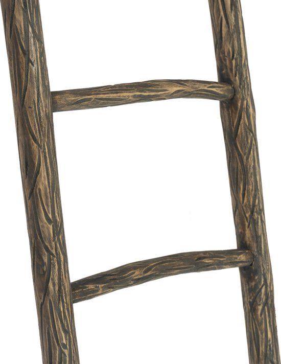 Teakea - Houten decoratie ladder | Teak Carved Bruin | 50x5x175