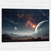 Muursticker - Ruimte - Planeten - Lijnen - Kleuren - 80x60 cm Foto op Muursticker