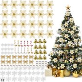 Set de décoration d'arbre de Noël doré – 116 étoiles de Étoiles de Noël, Pinces, nœuds et cloches pour une ambiance festive de Noël.