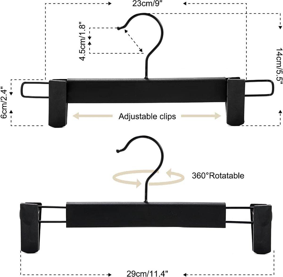 ABHENG 50 stuks plastic kleerhangers, zware broekhangers, ruimtebesparende kledinghangers met S-vormige opening, antislip, 360º draaibare haak, 36,3 inch L x 0,2 inch B x 8,9 H, grijs, UAPY0450G