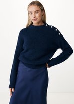 Furry Trui With Strass Buttons Dames - Navy - Maat S