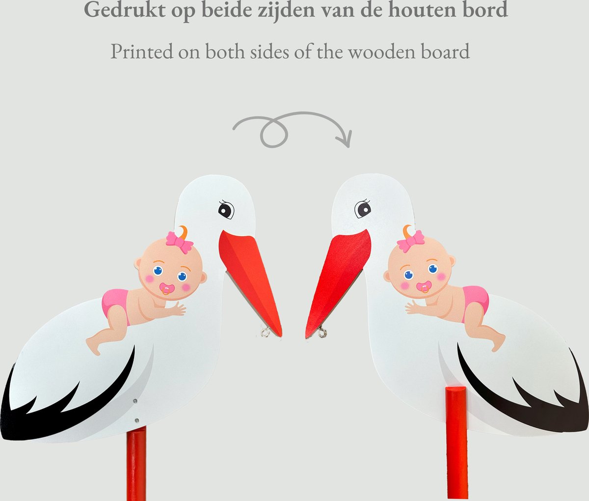 Gelukspoppetje Houten Ooievaar Geboorte Geschenk Cadeau 3 cm. per stuk