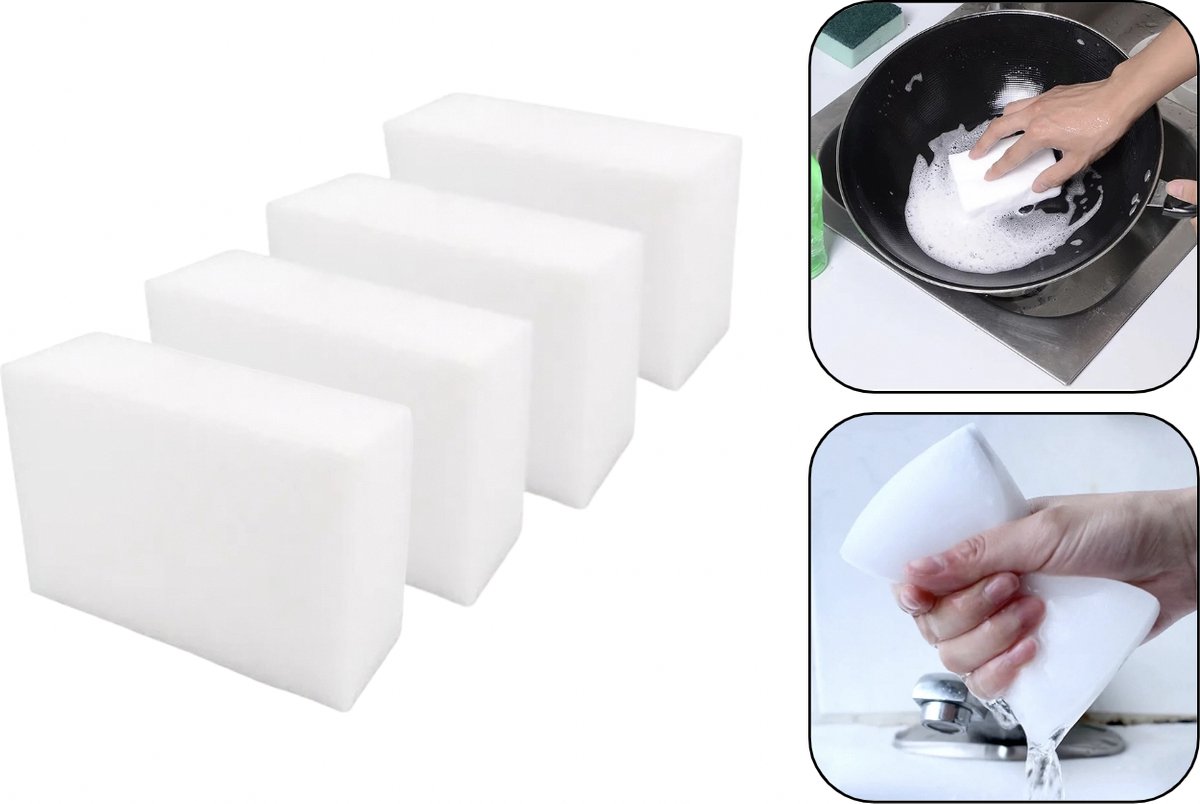 Goedkoopste PD® - Wonderspons XXL - melamine spons - Schoonmaak spons - 4 stuks - 12 × 8 × 4 cm