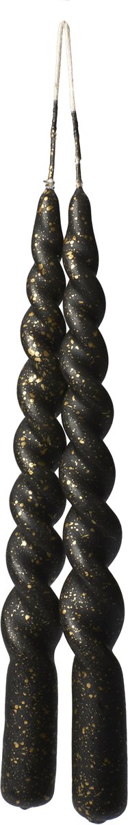 Twisted kaarsen black - 2pc - swirl- candle- zwart