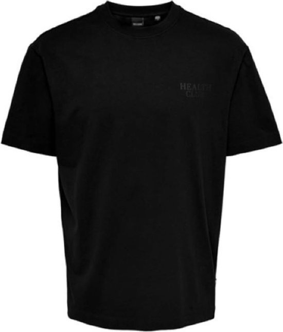 heren tshirt- relax fit- zwart- korte mouwen- Only & Sons- Maat xs- Print