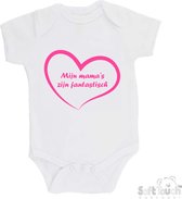 100% katoenen Romper "Mijn mama's zijn fantastisch" Twee Moeders 2 Moeders Twee Mama's 2 Mama's Meisjes Katoen Wit/roze Maat 68/74