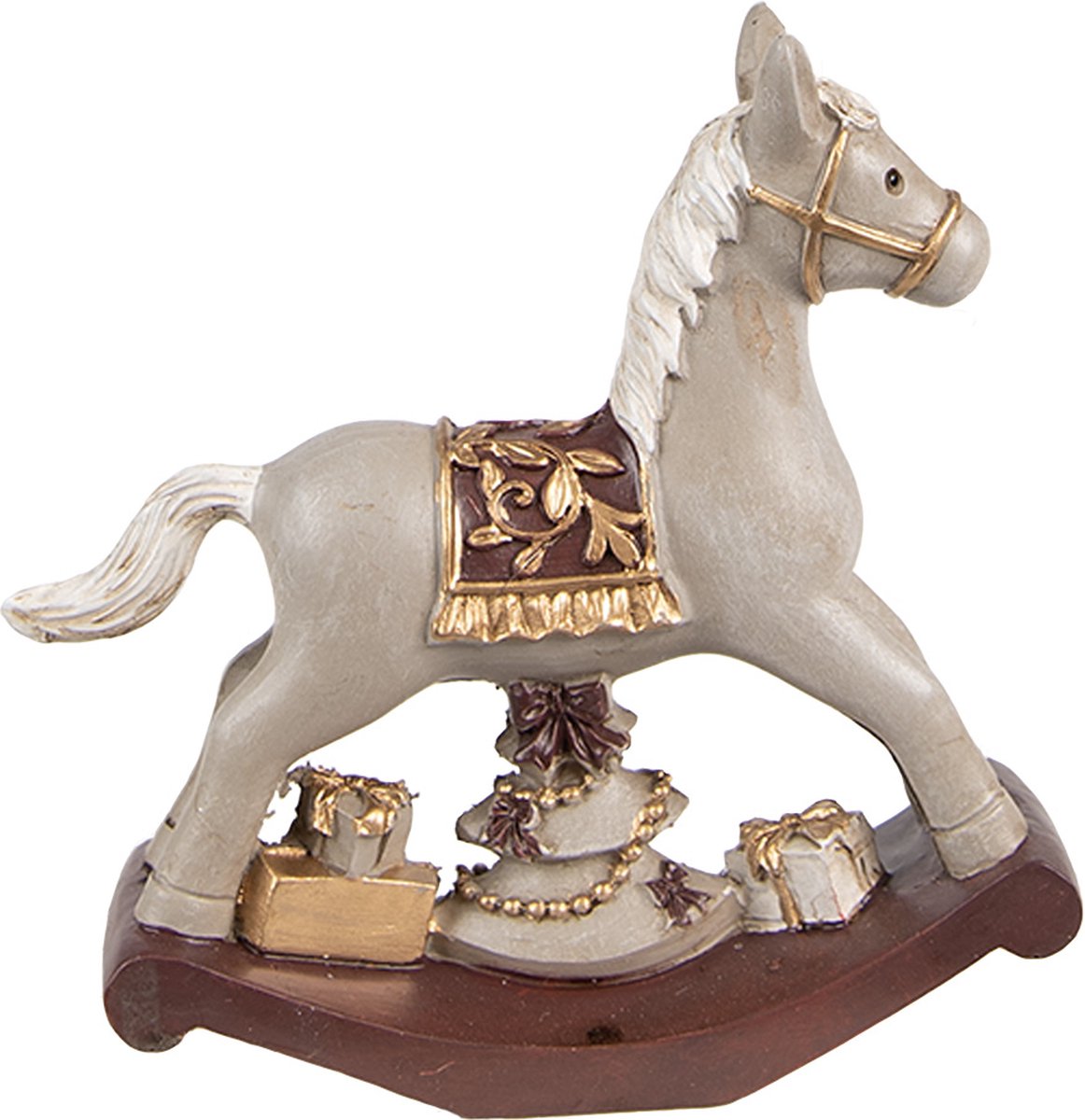 Beeld Hobbelpaard 11 cm Grijs Polyresin