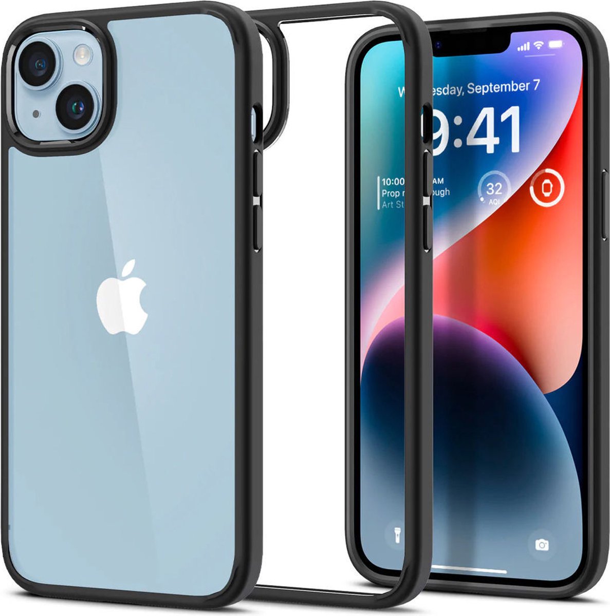 Hoesje Armor Back Cover Transparant Zwart Geschikt voor Apple iPhone 15 Plus
