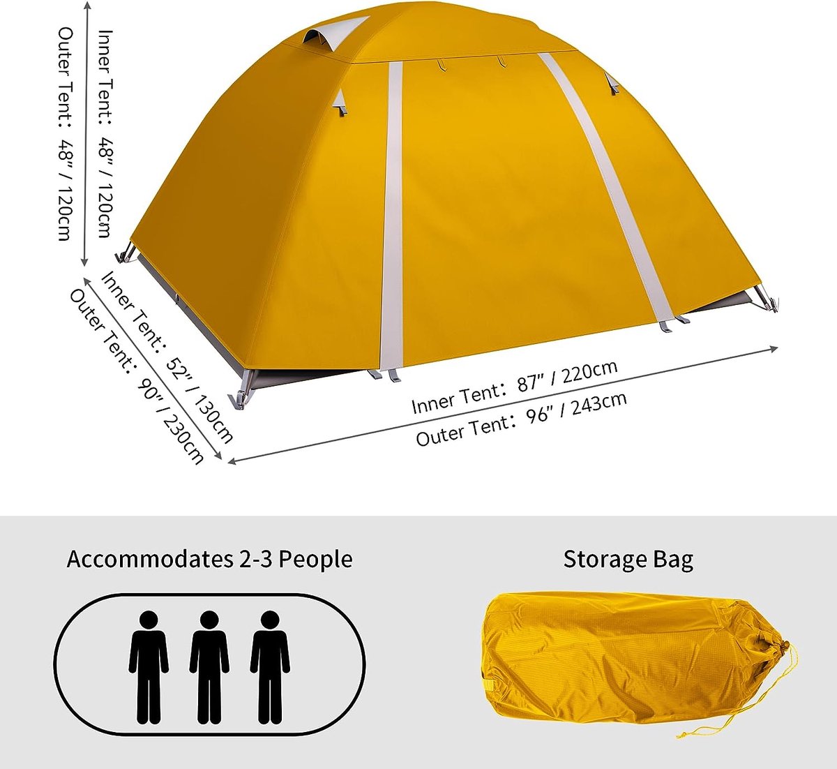 Tente De Camping SAFACUS Dôme - 4 Personnes - 4 Saisons - Légère Et étanche - NEUVE