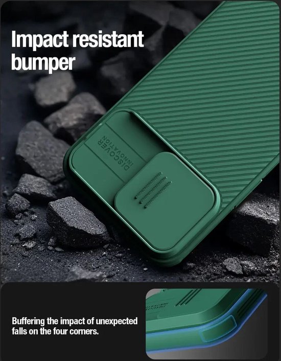 Nillkin CamShield Case pour Apple iPhone 15 - Coque arrière avec curseur d'appareil photo Zwart