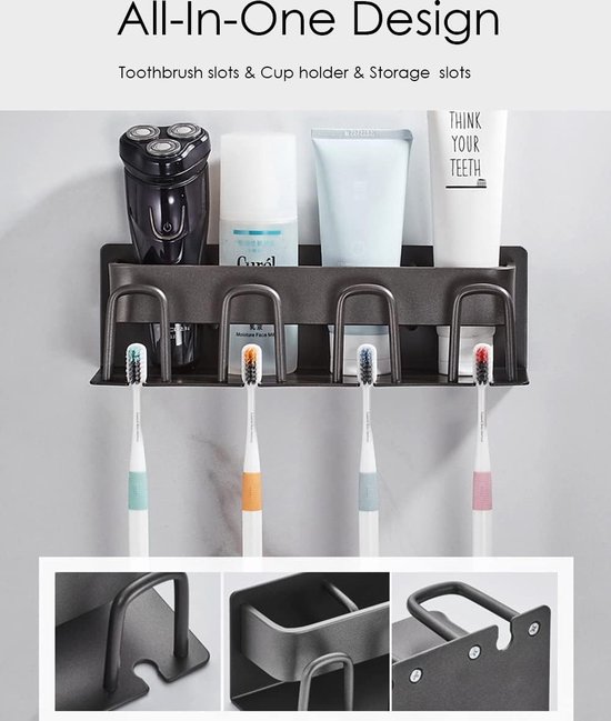 Tandenbekerhouder Zonder Boren, 2 Stuks, Aan De Muur Gemonteerde Tandenborstelhouder Met Magnetische Beker Elektrische Tandenborstelhouder Voor Het Gezin Tandenborstelbekerset Voor Badkamer Blauw