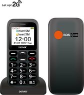Téléphone cellulaire Denver Senior - INCL. CARTE SIM PREPAYEE - Big Keys - Station de charge - Dual SIM - GSM - Déverrouillée - Bouton SOS - BAS18300M