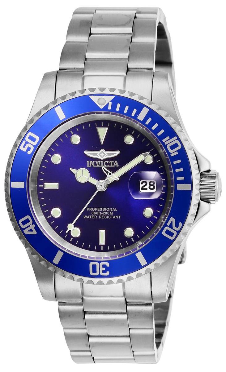 Invicta Pro Diver 26971 Heren Horloge - Waterdicht - Analoog - Quartz Uurwerk - Roestvrij Staal met blauwe Wijzerplaat - 40mm