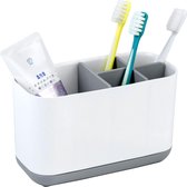 Porte-brosse à dents avec fond antidérapant Brosses à dents électriques faciles à nettoyer, organisateur de tandpasta avec 2 séparateurs réglables pour la famille et les enfants Porte-brosse à dents pour salle de bain L-Gris
