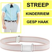 Fako Fashion® - Kinderriem Elastisch Magnetisch - Elastische Riem Voor Kinderen - Rekbare Riem - Broekriem - Stretch Riem - Streep Roze/Wit