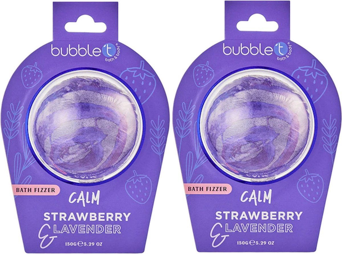 Goedkoopste BubbleT | Kalmerende Badbruisballen Aardbei & Lavendel – 2 Stuks (150g