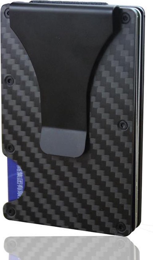 CHPN - Porte-cartes avec pince à billets - Porte-cartes -Anti RFID - Portefeuille - Look carbone - Pince à billets - Cadeau - Vaderdag - Zwart - Cartes de crédit - Porte-cartes - Look carbone