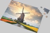 Windmolen Puzzel - Tulpen - Kleurrijk - Bloemen - Landschap - Natuur - Historisch - Schilderachtig Tafereel - 1000 Stukjes - Hoogwaardige Kartonnen Puzzel - Natuurlijke Schoonheid - Ontspannende Tijdverdrijf - Hollandse Pracht